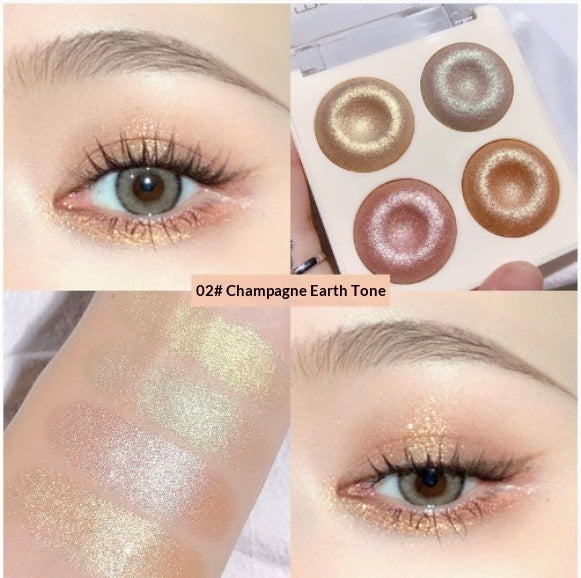 Four-color Baked Highlighter Palette With Shimmering Eyeshadow